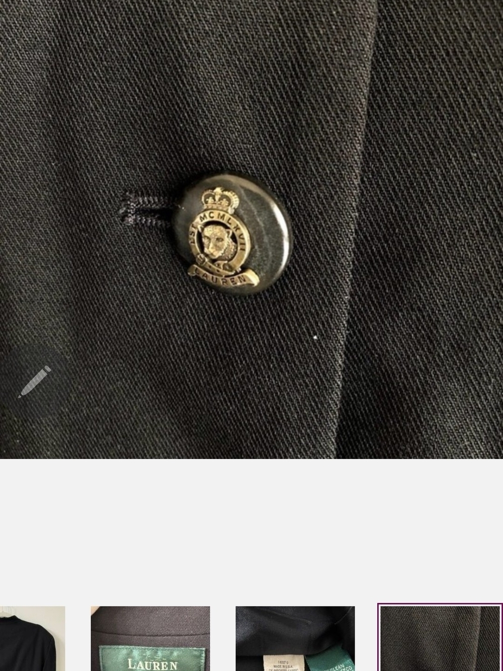 VINTAGE Ralph Lauren Navy Blue Military Style Blazer Jacket Gold Buttons Preppy - Picture 3 of 7